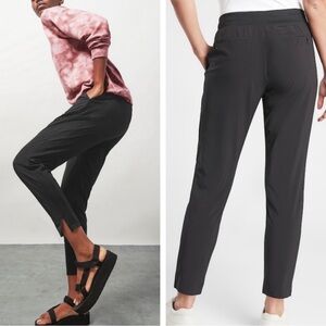 ▫️Athleta Brooklyn Ankle Pant Knit Panels Slim Leg Black Joggers 198671-00